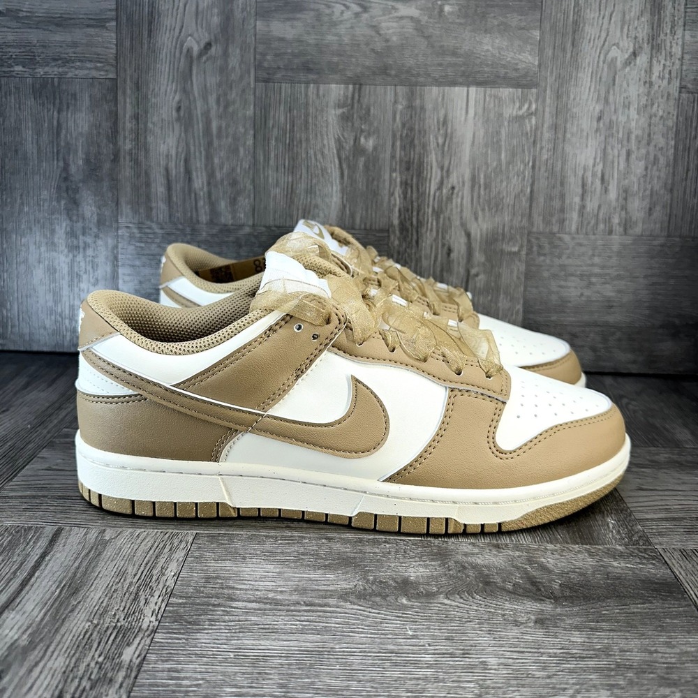 Nike Dunk Low Womens 10 Beige White Leather Ribbon Laces NEW IB7311-101